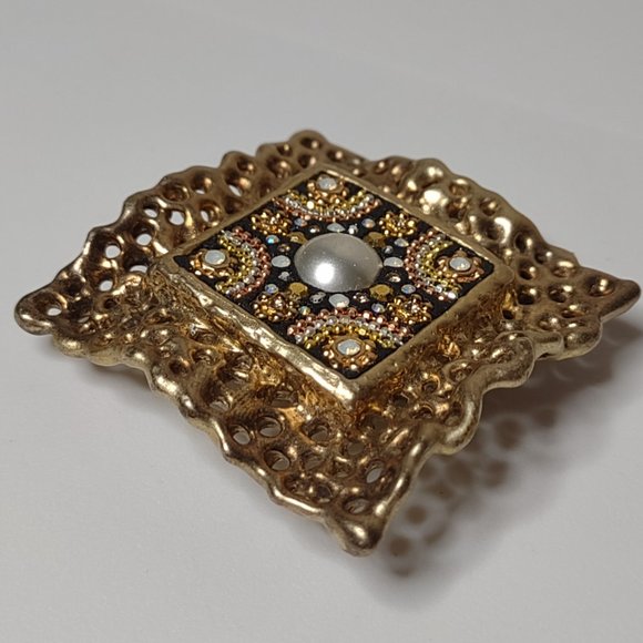 Vintage Lightweight Square Brooch - Picture 4 of 12